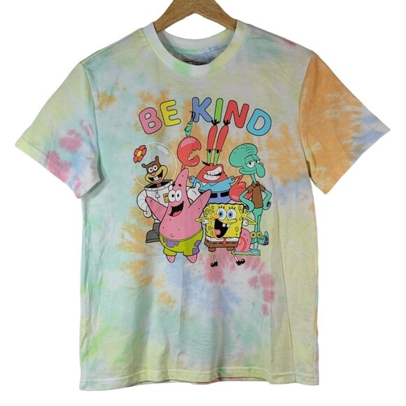 Nickelodeon Spongebob Squarepants T Shirt XS Short Sleeves Crew Be Kind Tie Dye - Picture 1 of 6